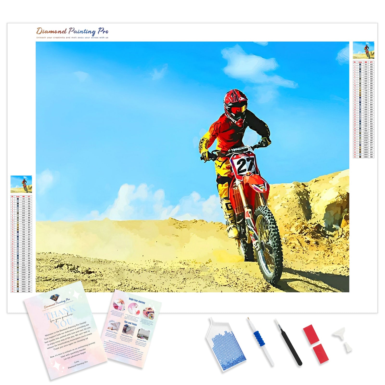 Red Dirt Bike Desert | Diamond Painting Kit - Full Drill - Square or Round Diamonds with AB Drills Option