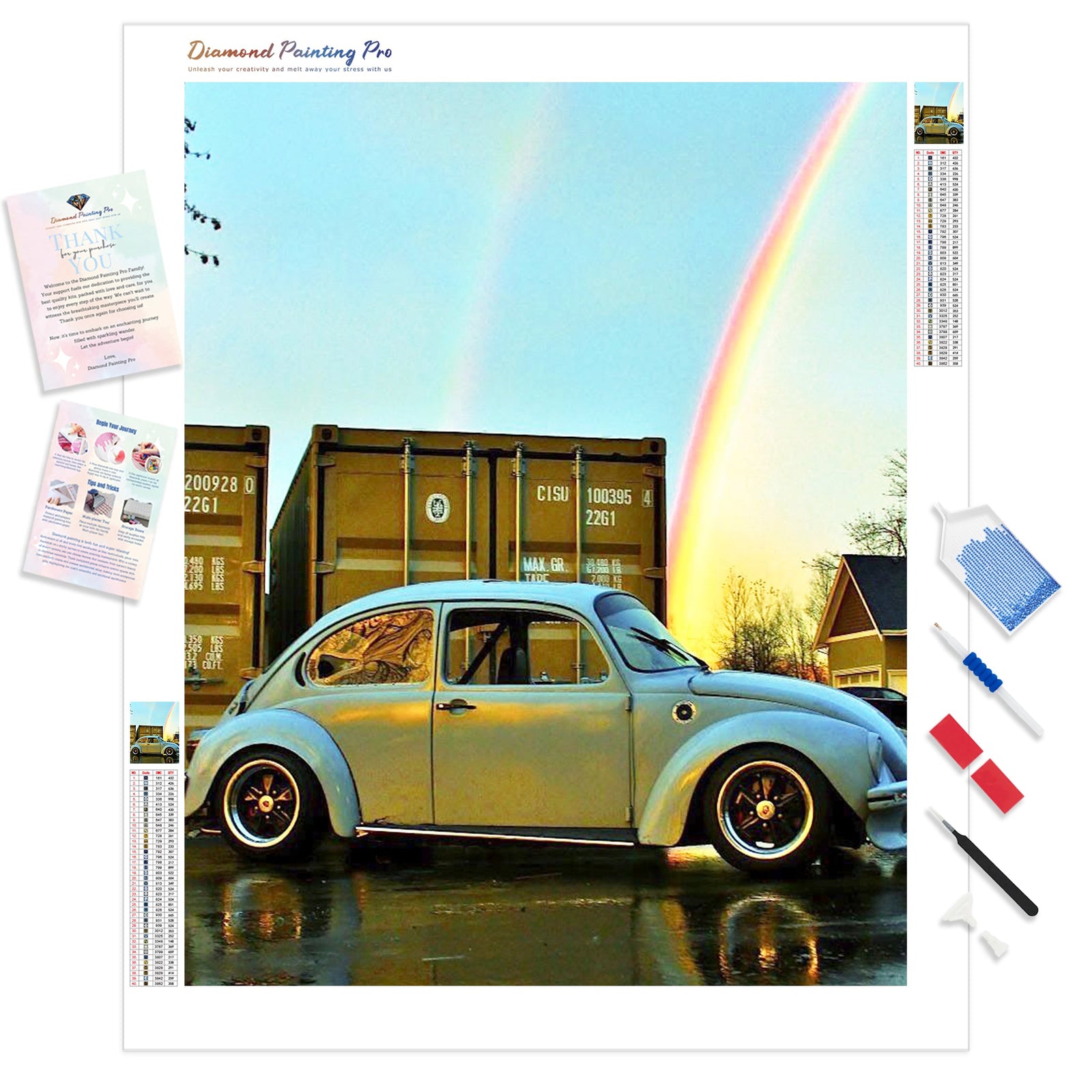 Volkswagen Beetle | Diamond Painting Kit - Full Drill - Square or Round Diamonds with AB Drills Option