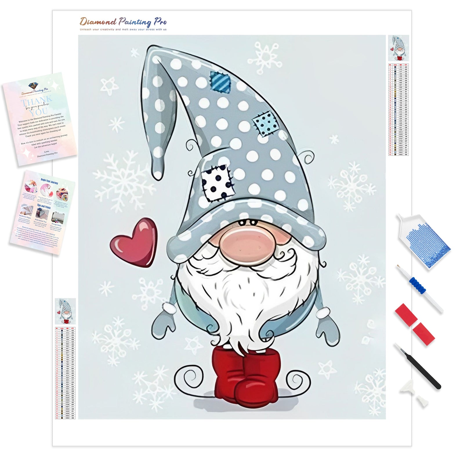 Snow Gnome | Diamond Painting Kit - Full Drill - Square or Round Diamonds with AB Drills Option