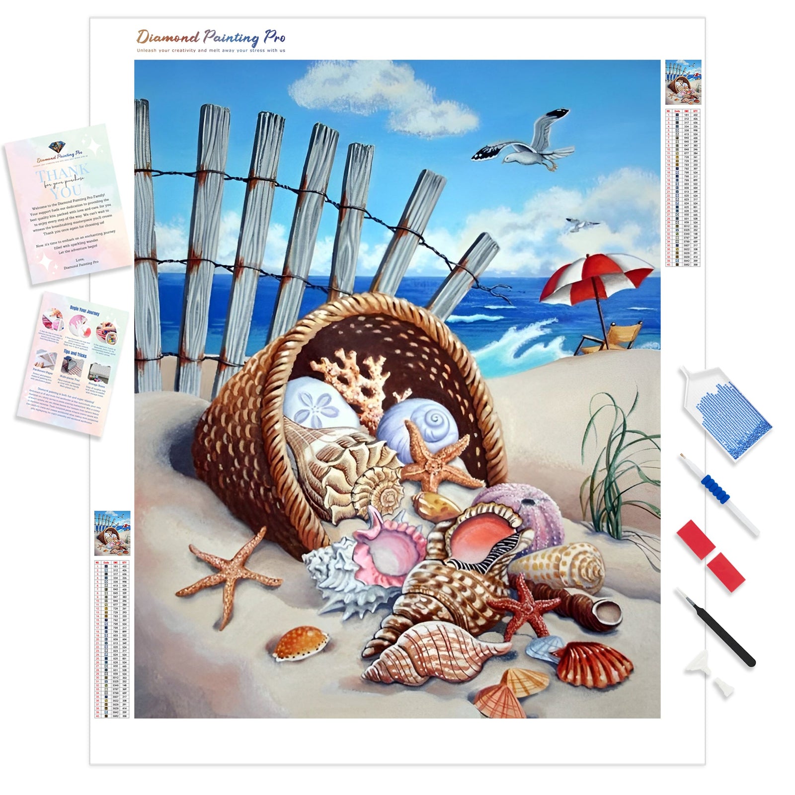 Seashells | Diamond Painting Kit - Full Drill - Square or Round Diamonds with AB Drills Option