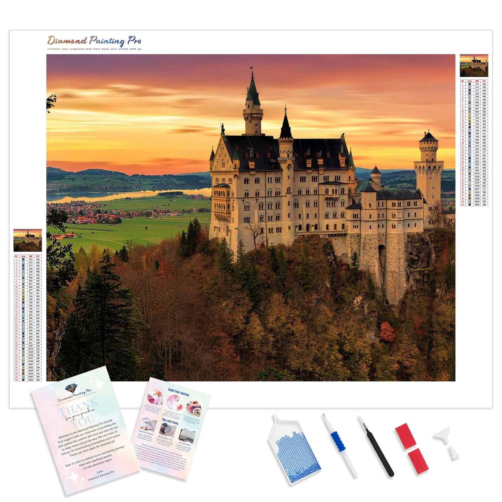 Castle at Sunset | Diamond Painting Kit - Full Drill - Square or Round Diamonds with AB Drills Option