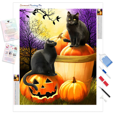 Black Cat Halloween | Diamond Painting Kit - Full Drill - Square or Round Diamonds with AB Drills Option