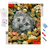 Cats in Flowers | Diamond Painting Kit - Full Drill - Square or Round Diamonds with AB Drills Option