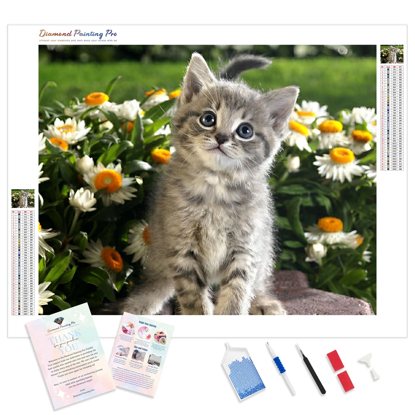 Cute Kitten | Diamond Painting Kit - Full Drill - Square or Round Diamonds with AB Drills Option