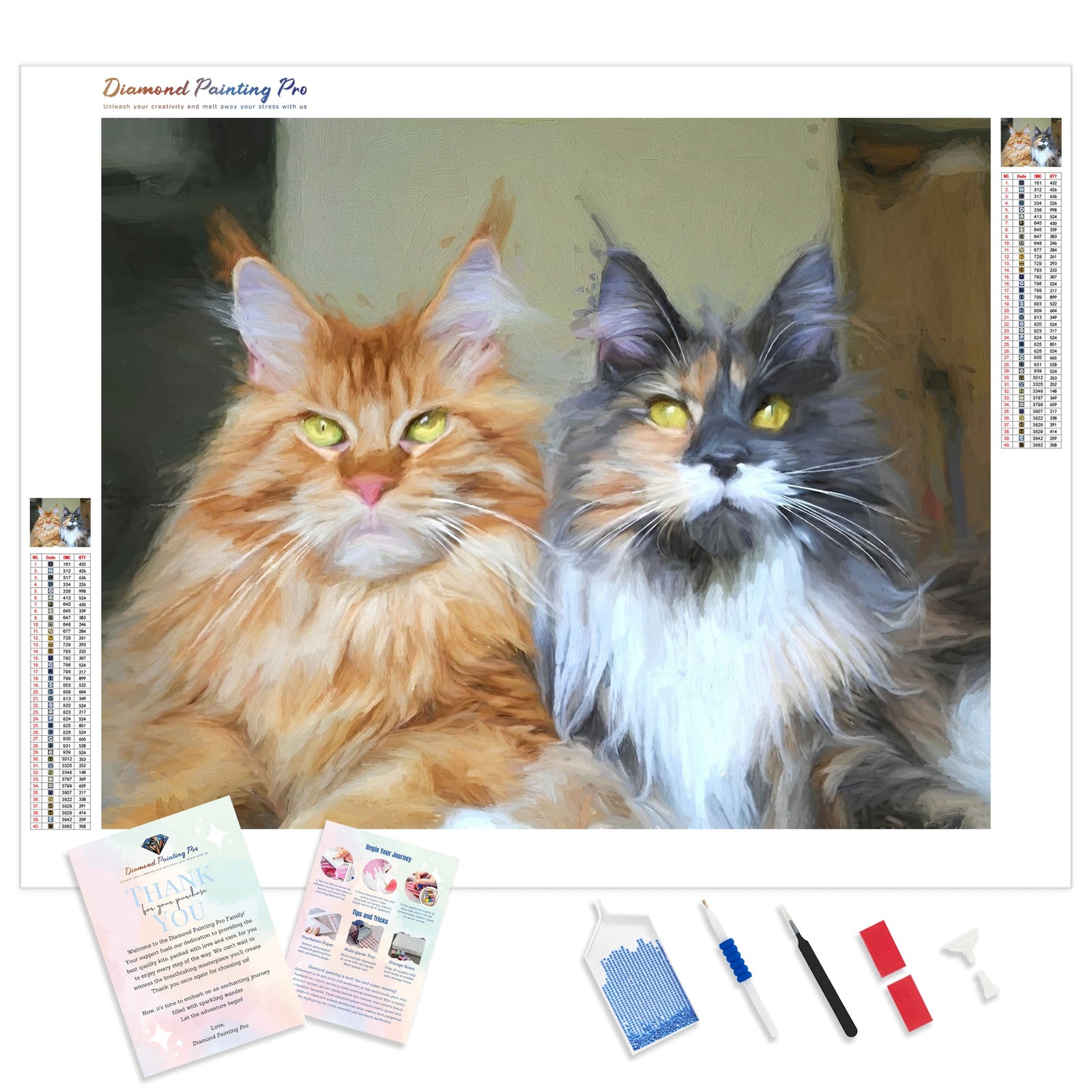 Maine Coon Kitty | Diamond Painting Kit - Full Drill - Square or Round Diamonds with AB Drills Option