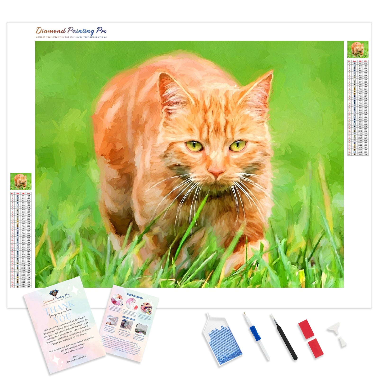 Orange Tabby Cat | Diamond Painting Kit - Full Drill - Square or Round Diamonds with AB Drills Option