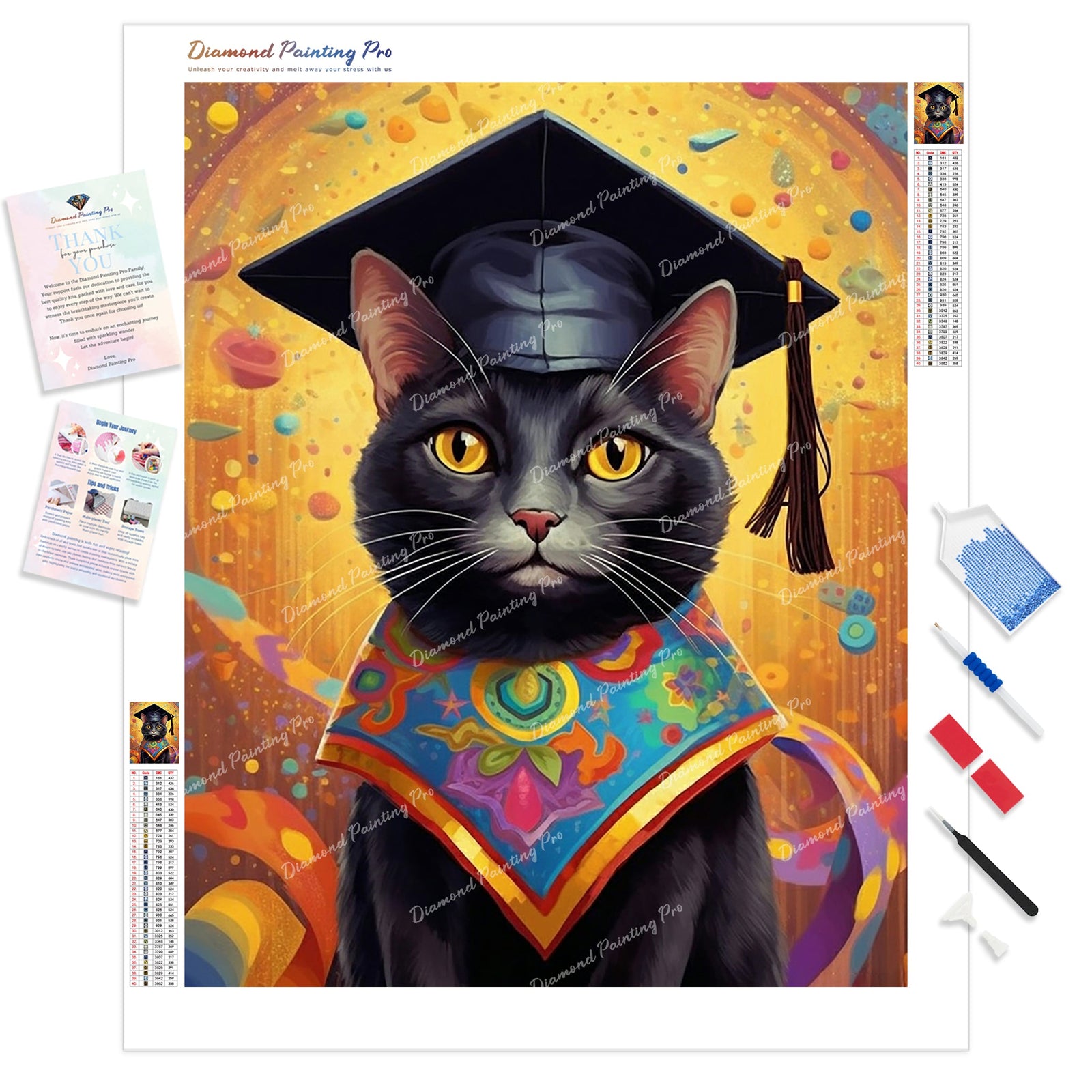 Meowgical Graduation | Diamond Painting Kit - Full Drill - Square or Round Diamonds with AB Drills Option