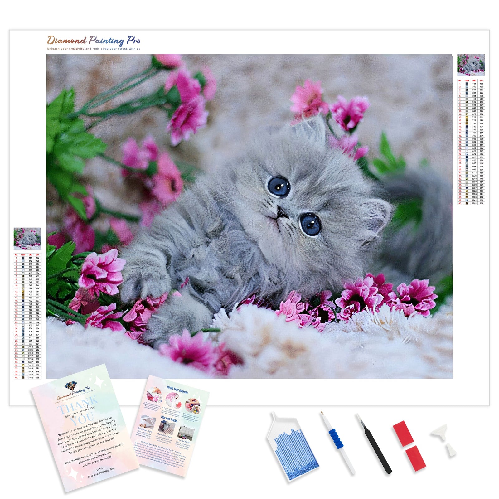 Dazed Kitty | Diamond Painting Kit - Full Drill - Square or Round Diamonds with AB Drills Option