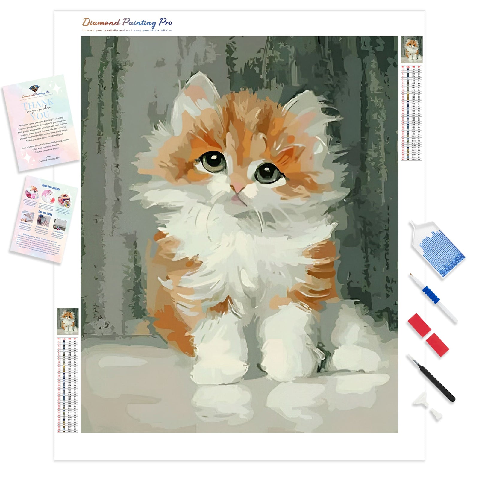 Adorable Sad Kitty | Diamond Painting Kit - Full Drill - Square or Round Diamonds with AB Drills Option