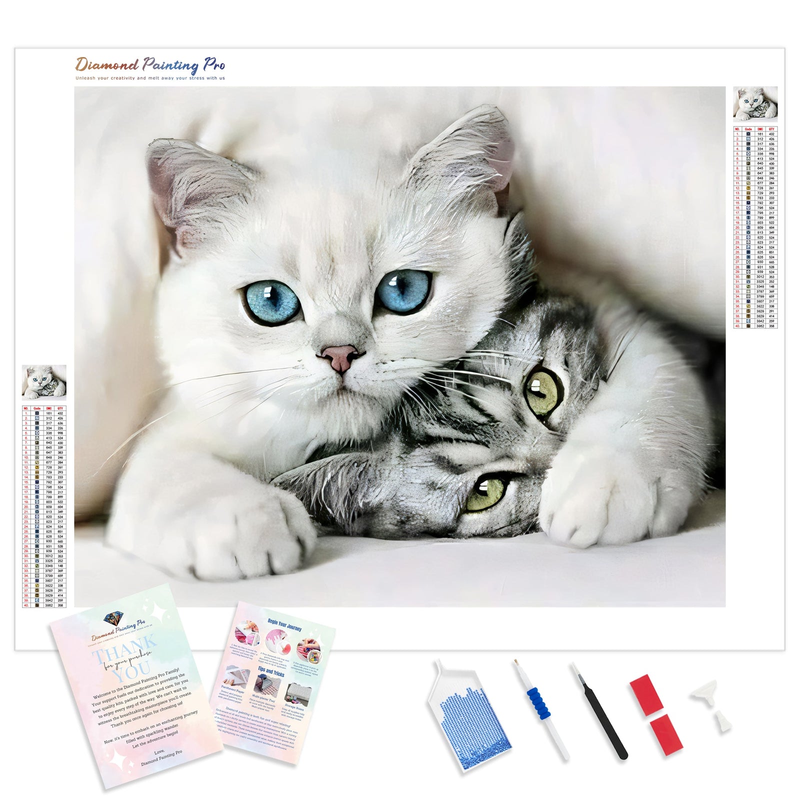 Emerald and Azure Cats | Diamond Painting Kit - Full Drill - Square or Round Diamonds with AB Drills Option