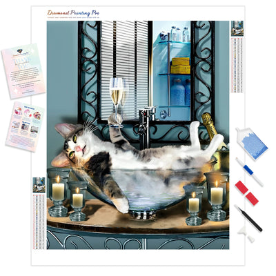 Tipsy Kitty | Diamond Painting Kit - Full Drill - Square or Round Diamonds with AB Drills Option