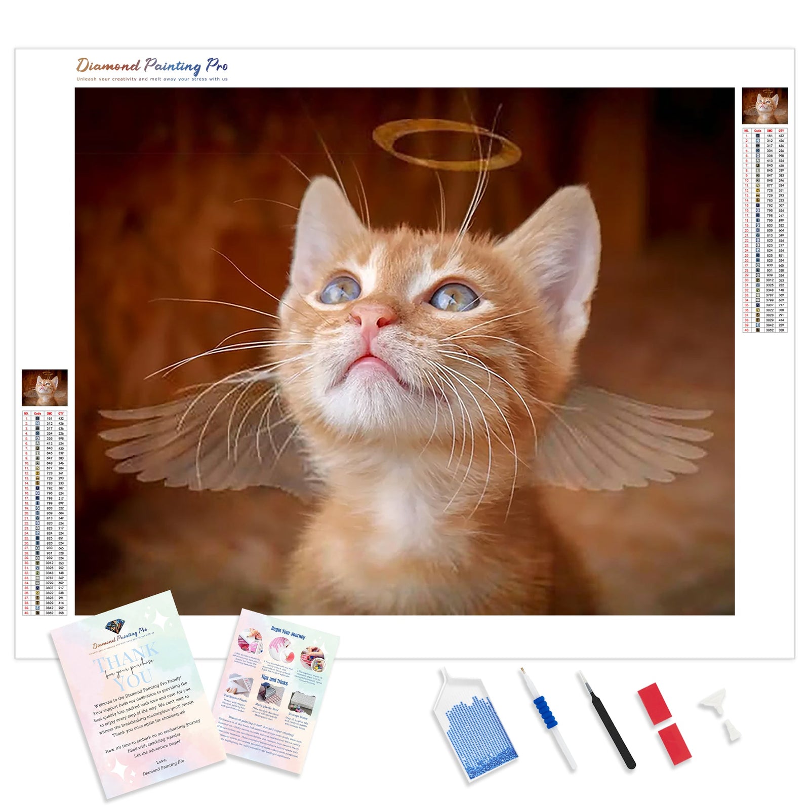 Angel Kitty | Diamond Painting Kit - Full Drill - Square or Round Diamonds with AB Drills Option