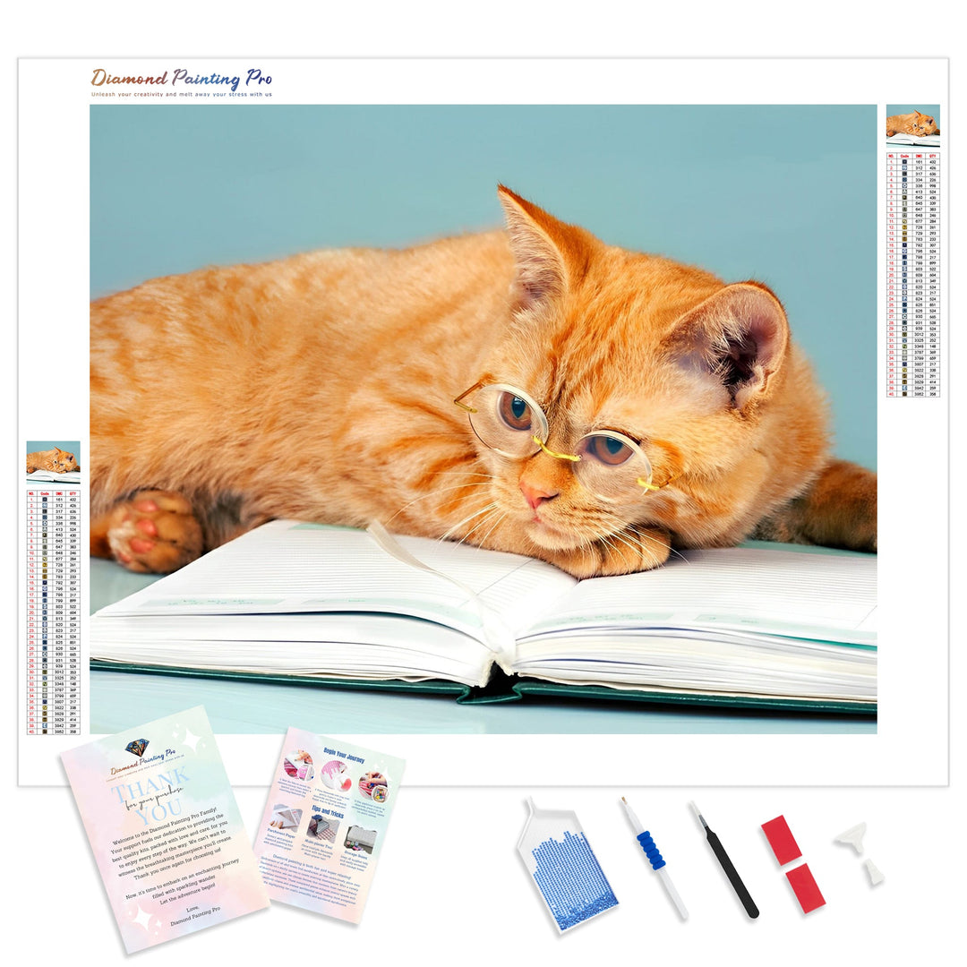 Nerdy Kitty | Diamond Painting Kit - Full Drill - Square or Round Diamonds with AB Drills Option