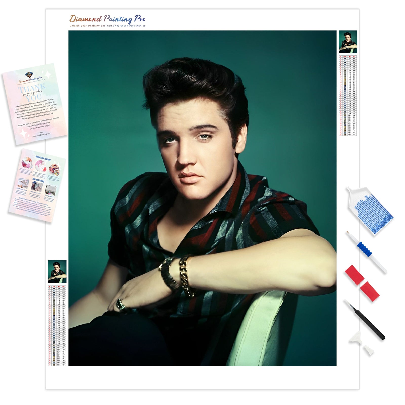 Elvis Presley Portrait | Diamond Painting Kit - Full Drill - Square or Round Diamonds with AB Drills Option