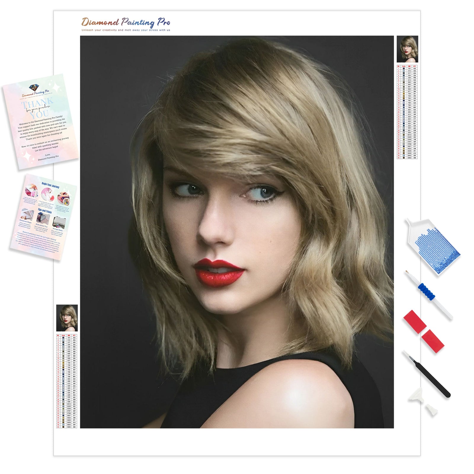 Taylor Swift Portrait | Diamond Painting Kit - Full Drill - Square or Round Diamonds with AB Drills Option