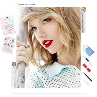 Taylor Swift with Red Lips | Diamond Painting Kit - Full Drill - Square or Round Diamonds with AB Drills Option