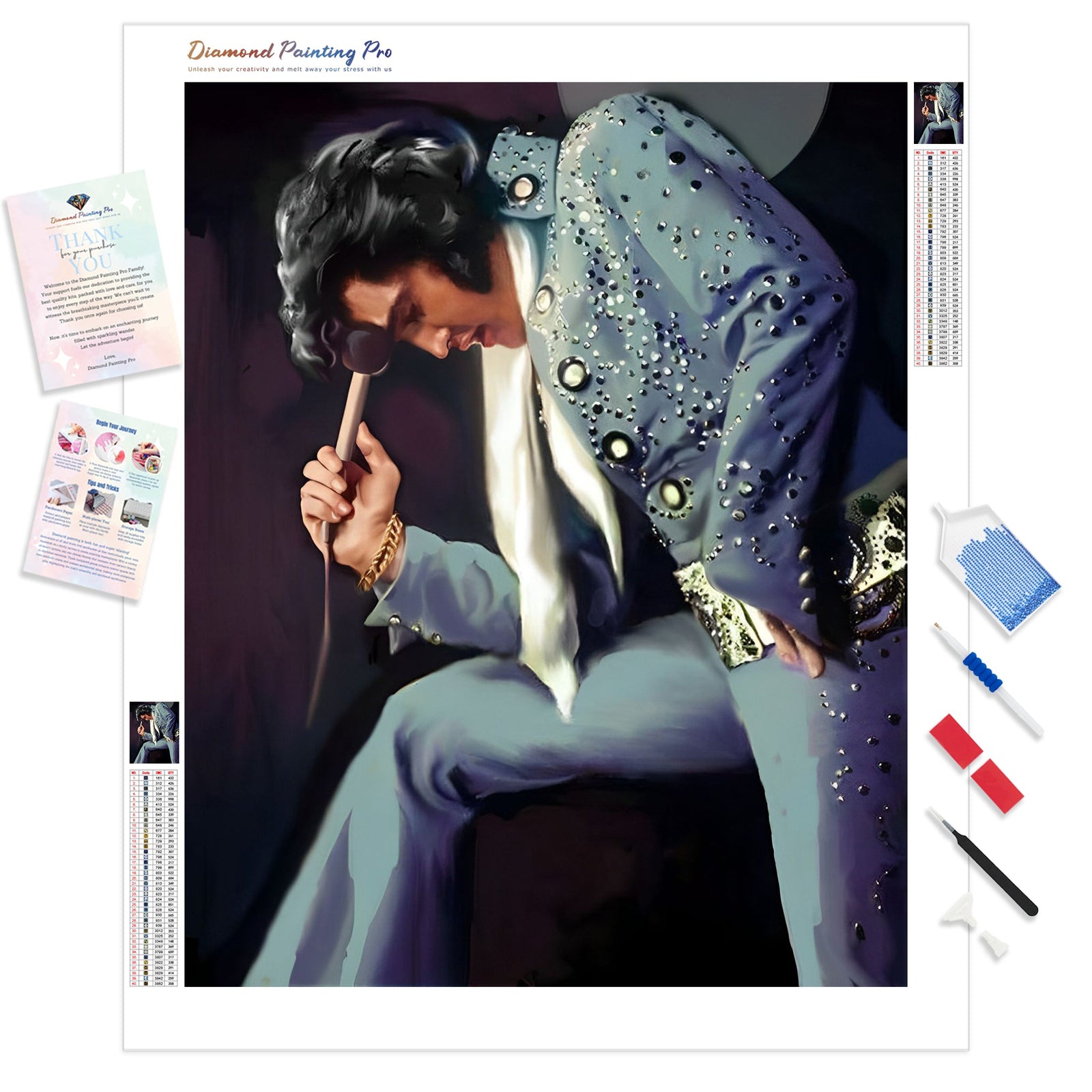 Elvis Singing | Diamond Painting Kit - Full Drill - Square or Round Diamonds with AB Drills Option