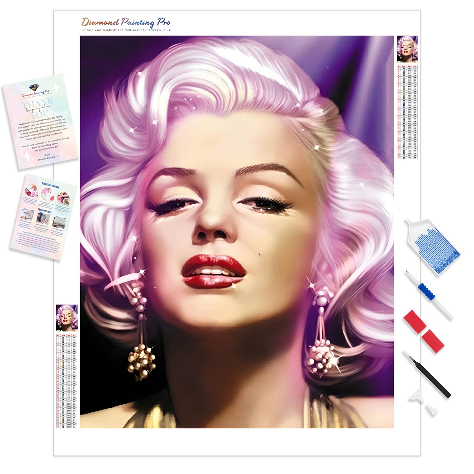 Marilyn Monroe Pink Hair | Diamond Painting Kit - Full Drill - Square or Round Diamonds with AB Drills Option