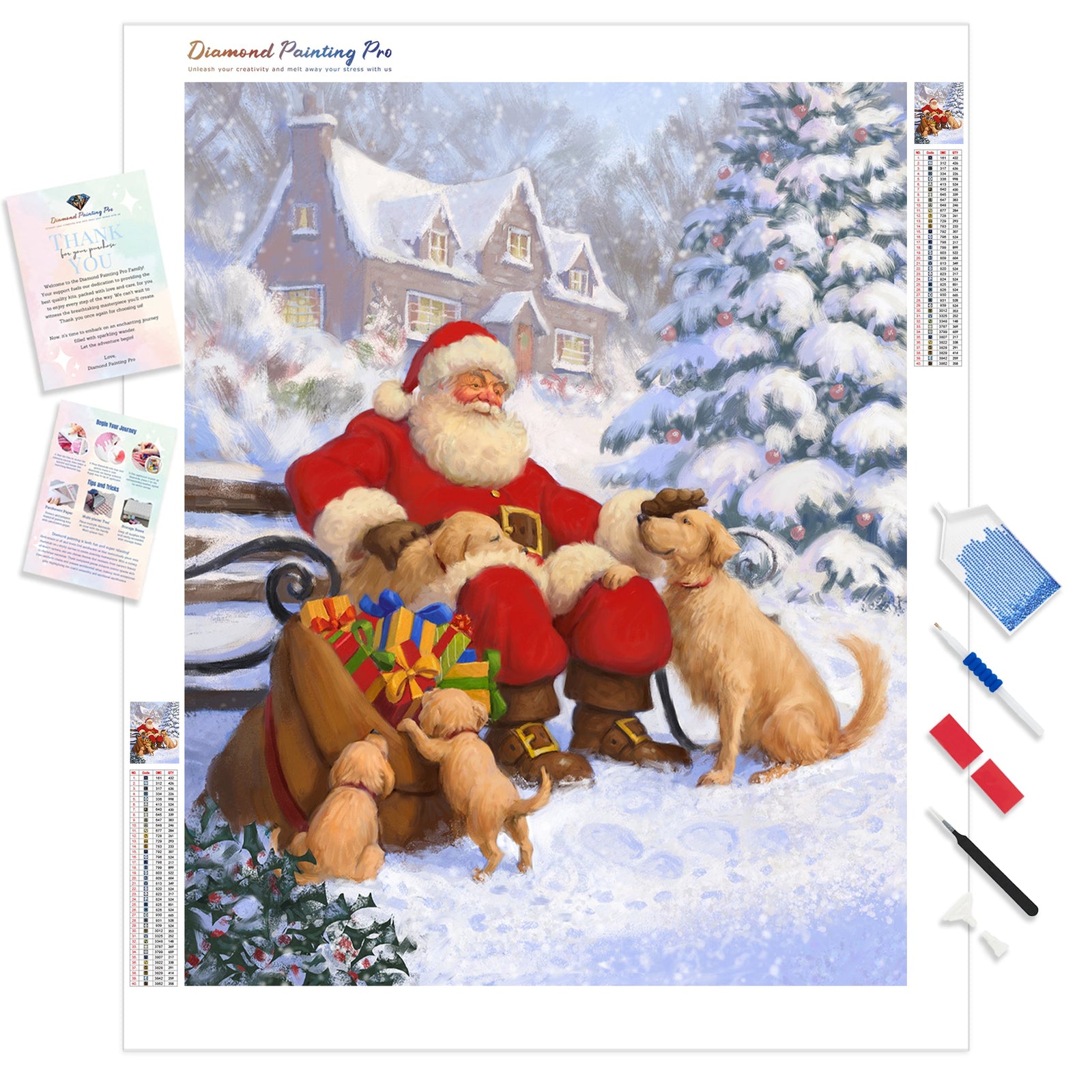 Christmas Puppy Joy | Diamond Painting Kit - Full Drill - Square or Round Diamonds with AB Drills Option