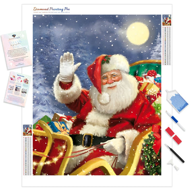 Santa Says Hi | Diamond Painting Kit - Full Drill - Square or Round Diamonds with AB Drills Option