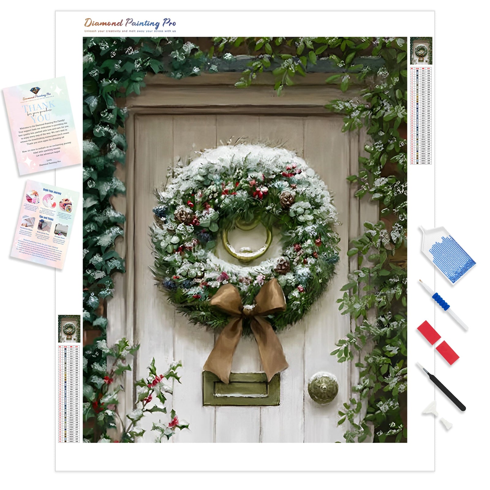 Christmas Wreath Serenity | Diamond Painting Kit - Full Drill - Square or Round Diamonds with AB Drills Option