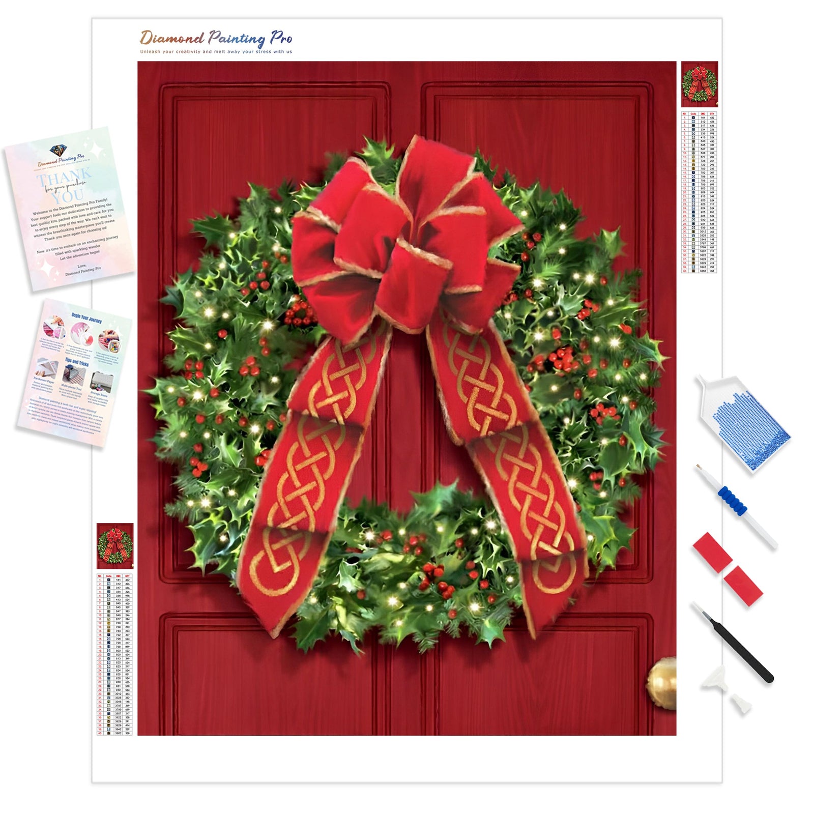 Christmas Wreath | Diamond Painting Kit - Full Drill - Square or Round Diamonds with AB Drills Option