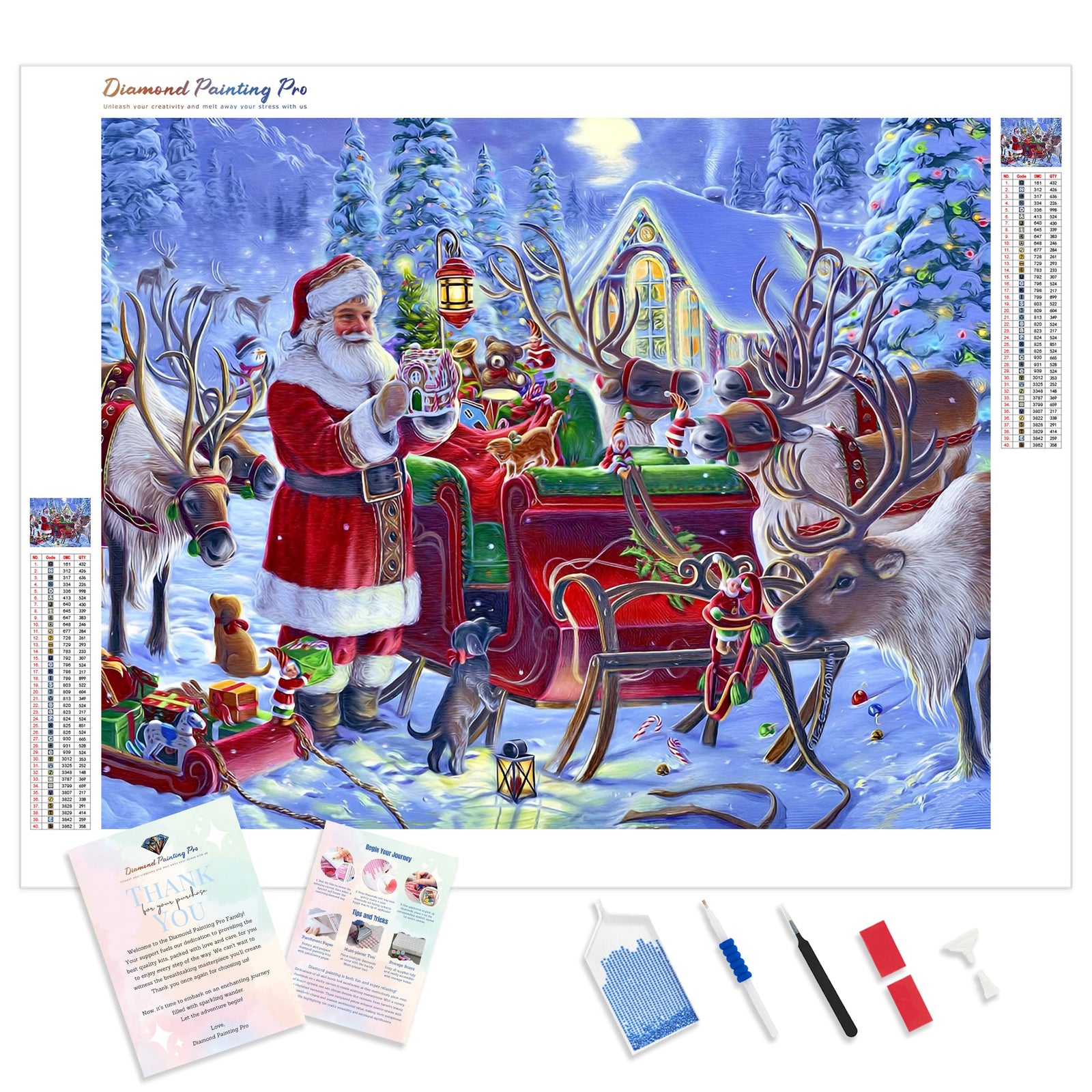 Santa at Christmas Night | Diamond Painting Kit - Full Drill - Square or Round Diamonds with AB Drills Option