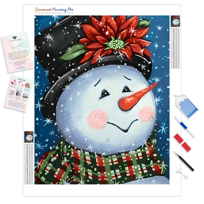 Christmas Snowman Close Up | Diamond Painting Kit - Full Drill - Square or Round Diamonds with AB Drills Option