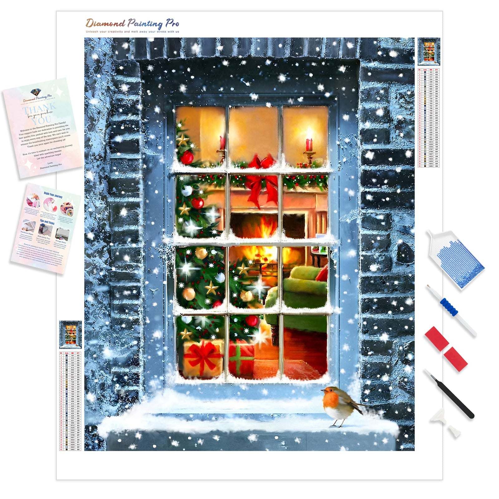 Christmas Through Window | Diamond Painting Kit - Full Drill - Square or Round Diamonds with AB Drills Option