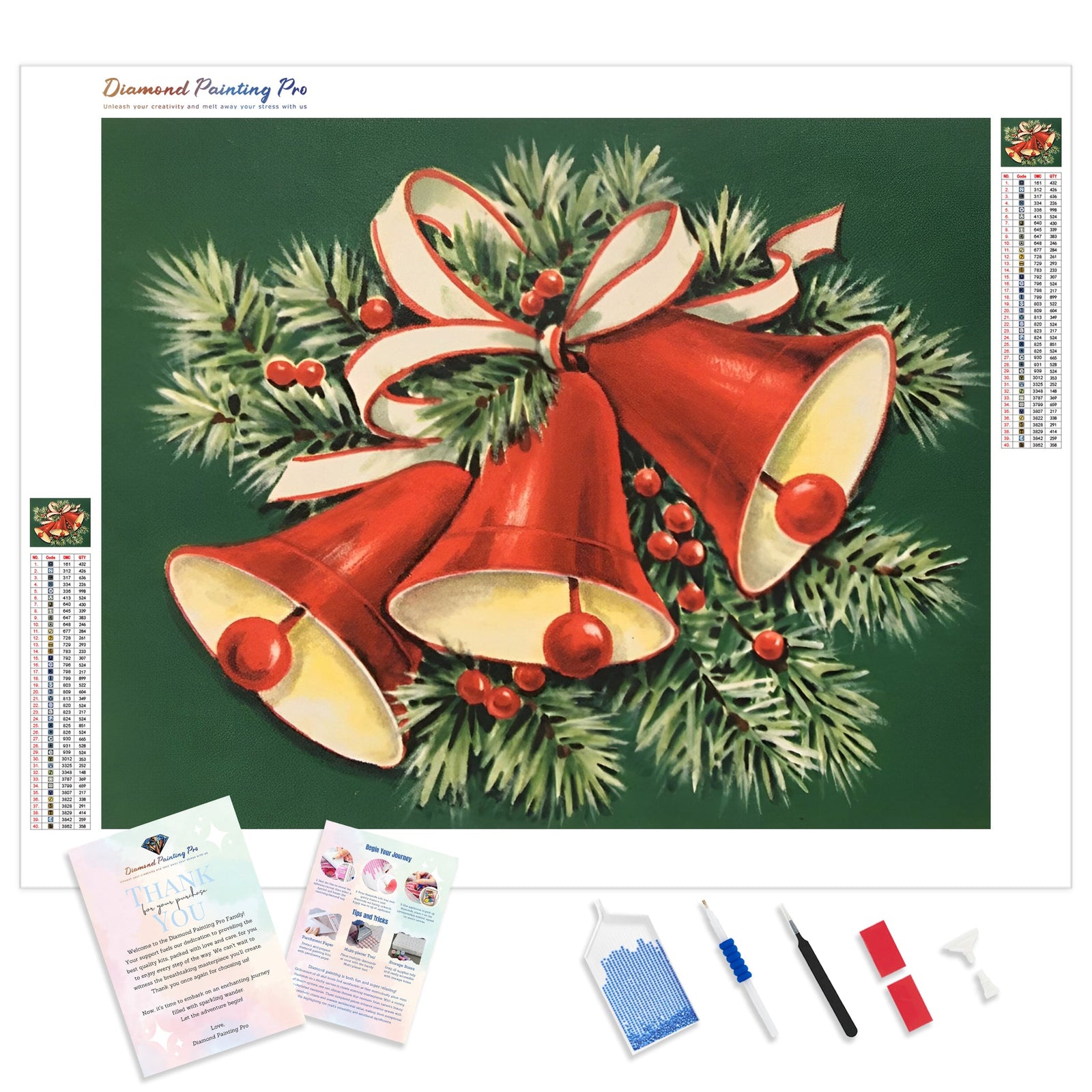 Christmas Bells of Joy | Diamond Painting Kit - Full Drill - Square or Round Diamonds with AB Drills Option