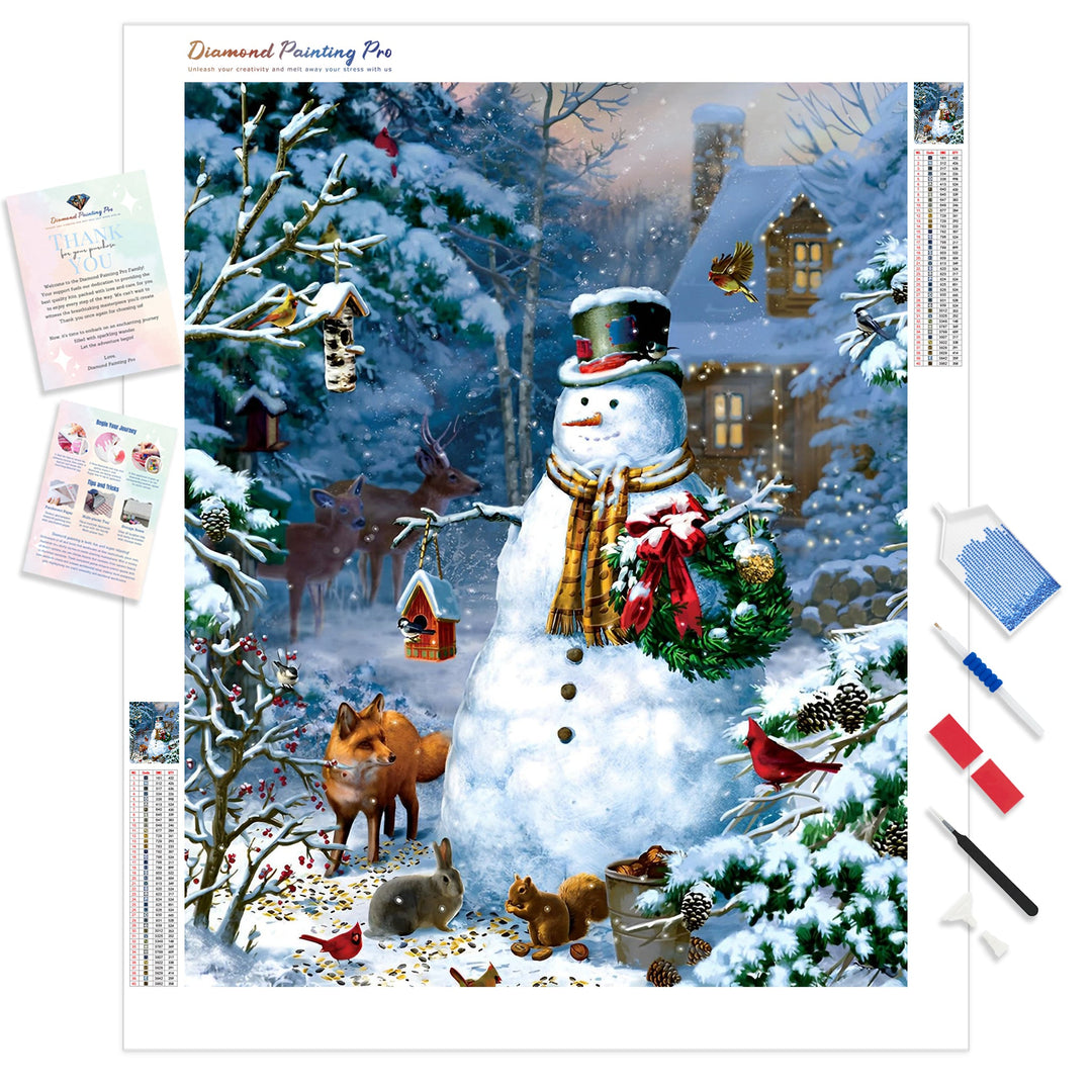 Christmas Snowman Pals | Diamond Painting Kit - Full Drill - Square or Round Diamonds with AB Drills Option