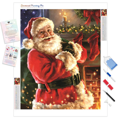 Christmas Santa at Fireplace | Diamond Painting