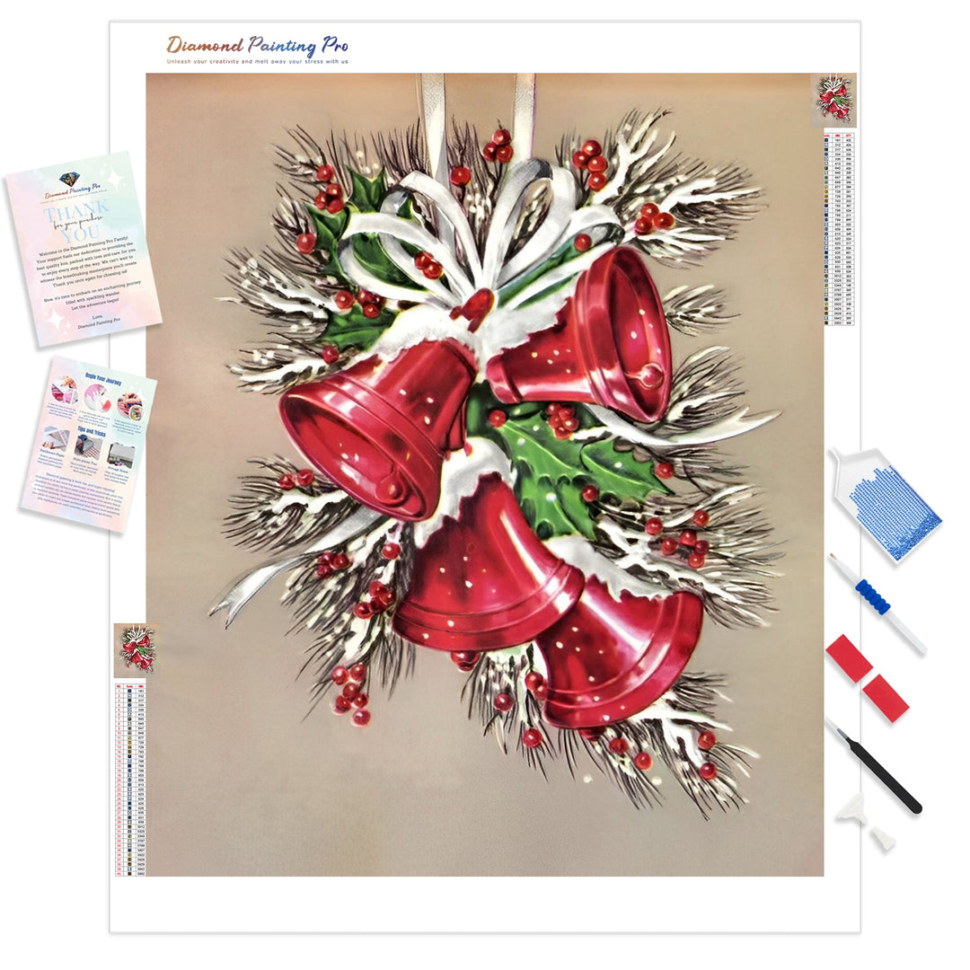 Sparkling Christmas Bells | Diamond Painting Kit - Full Drill - Square or Round Diamonds with AB Drills Option