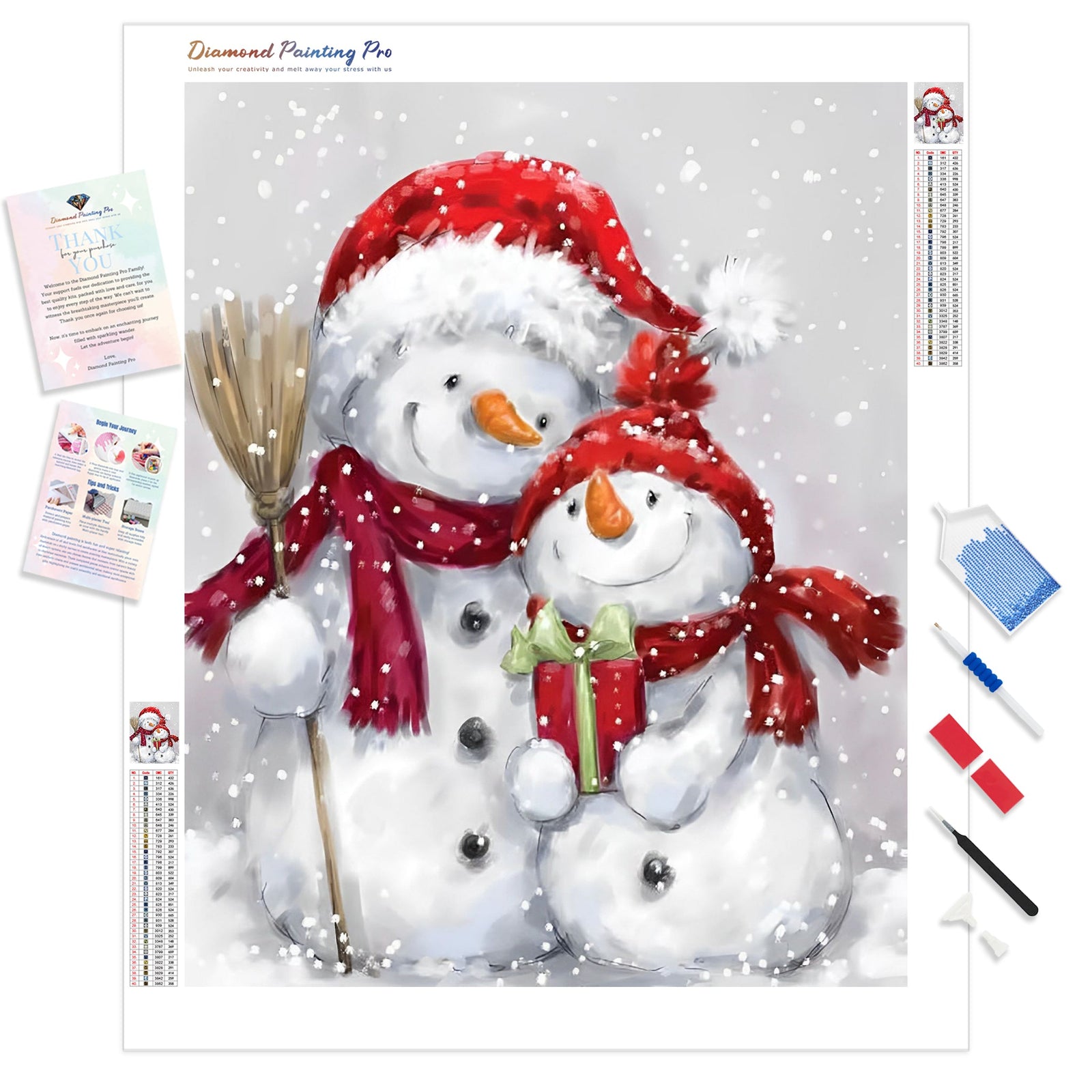 Merry Christmas Snowmans | Diamond Painting Kit - Full Drill - Square or Round Diamonds with AB Drills Option