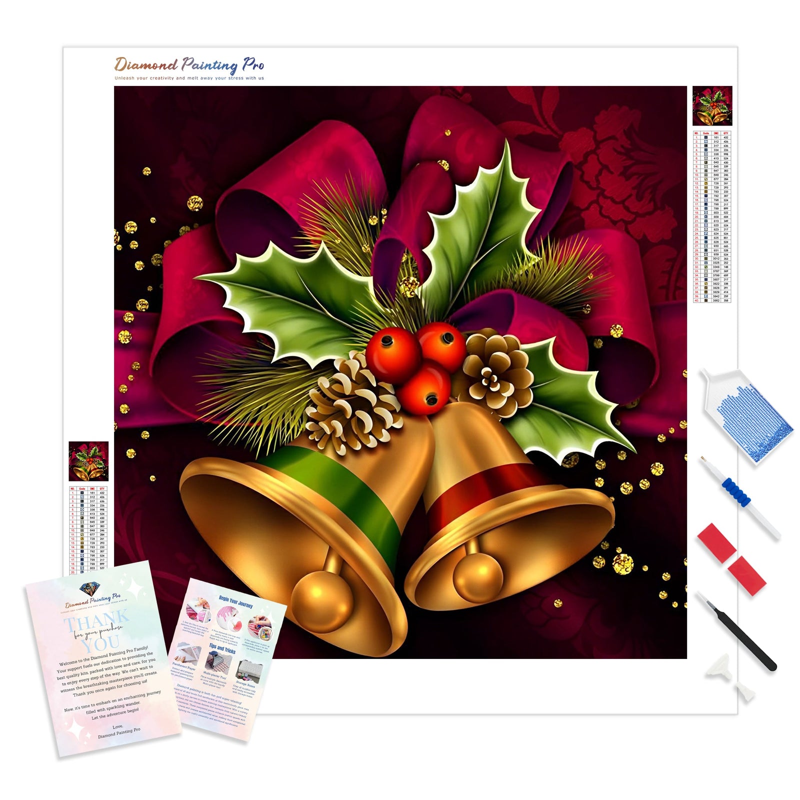 Christmas Bells | Diamond Painting Kit - Full Drill - Square or Round Diamonds with AB Drills Option