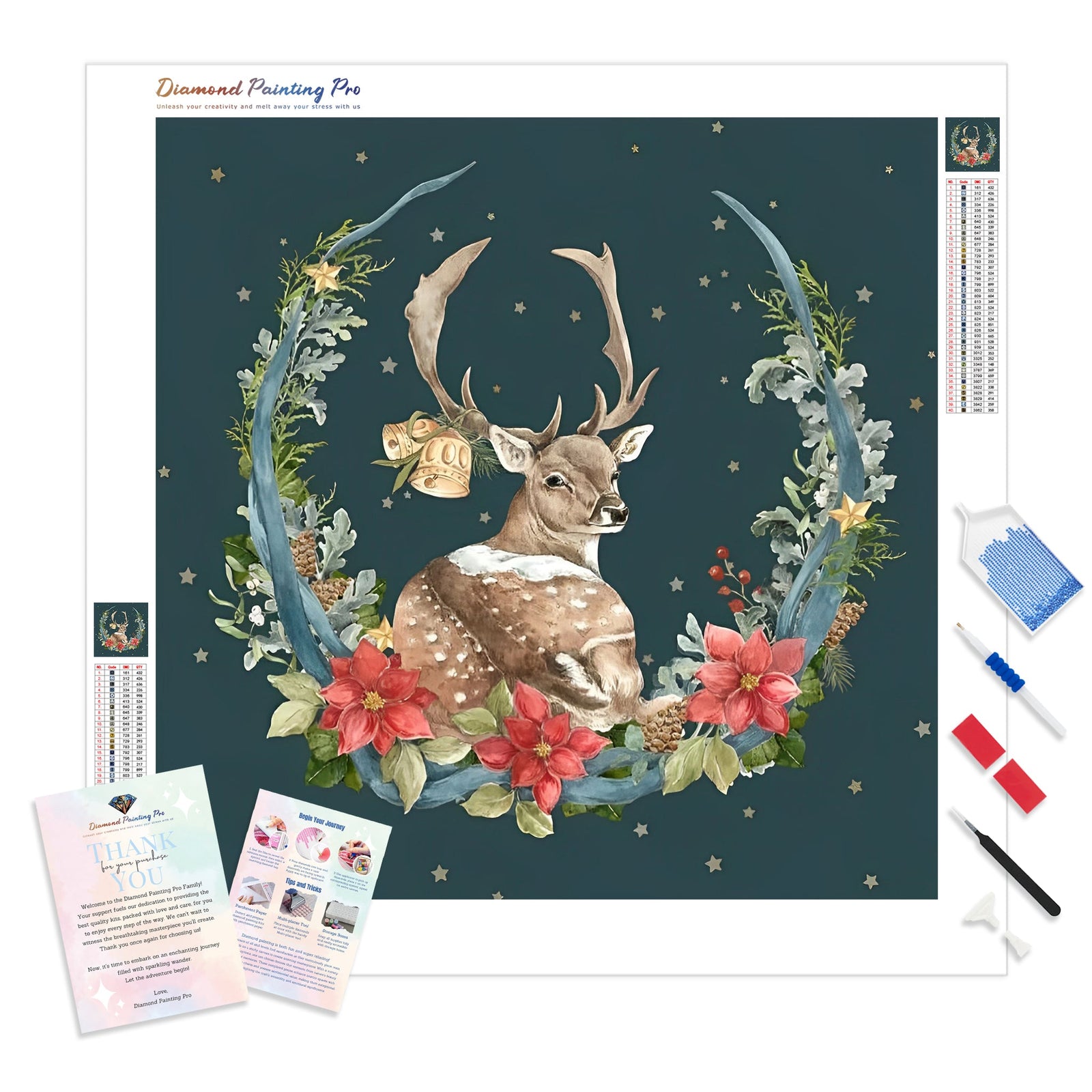 Christmas Deer | Diamond Painting Kit - Full Drill - Square or Round Diamonds with AB Drills Option