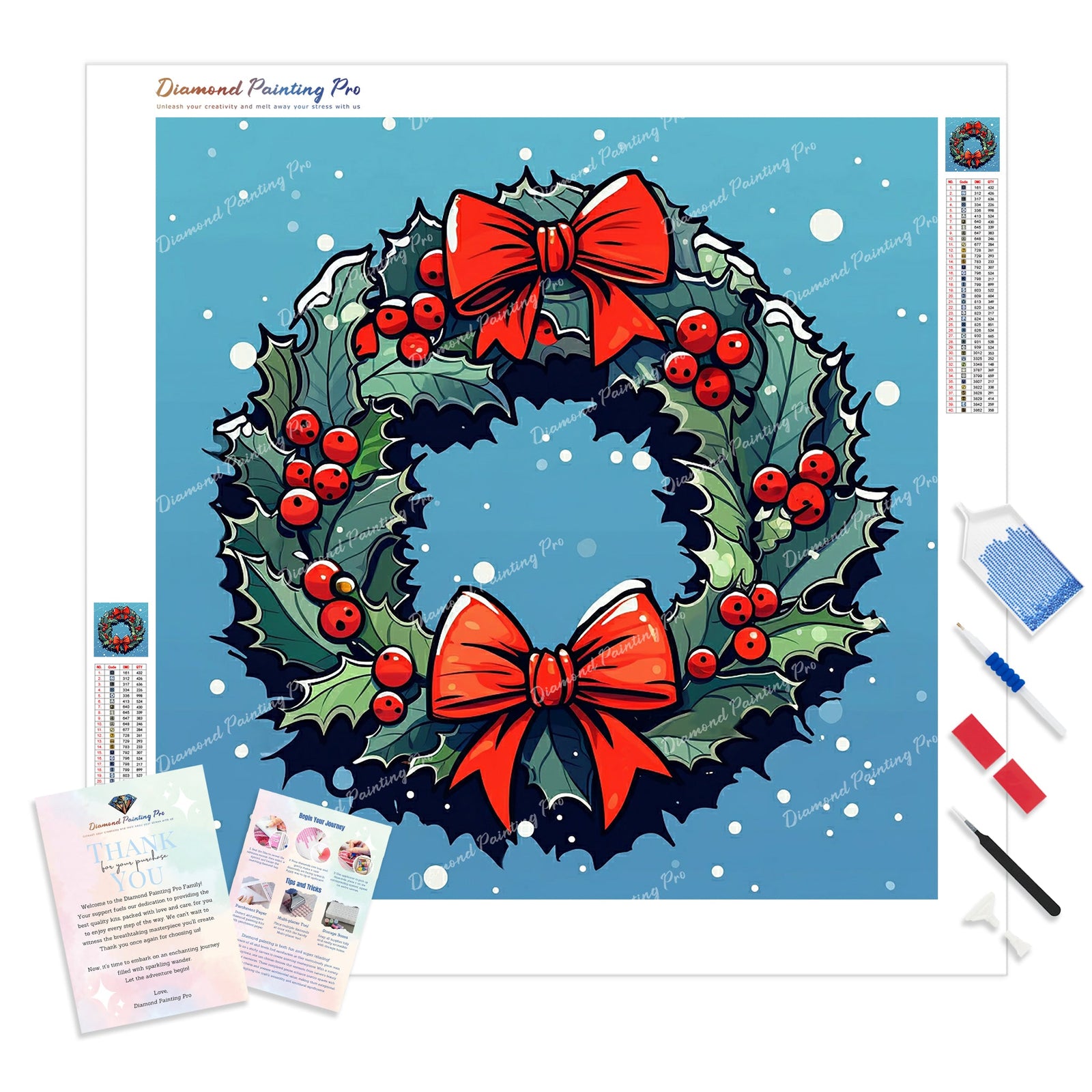 Cartoon Wreath with Ribbons | Diamond Painting Kit - Full Drill - Square or Round Diamonds with AB Drills Option