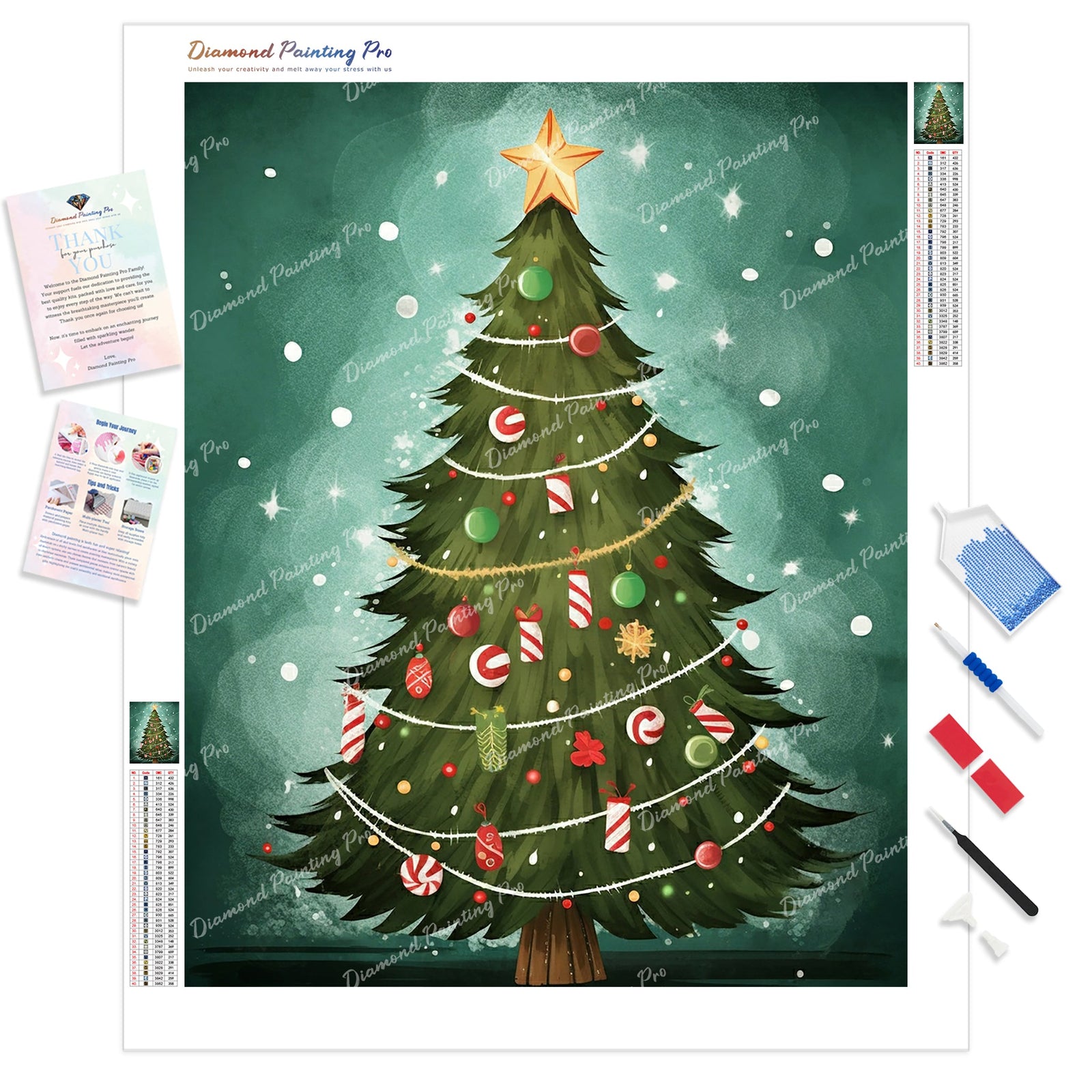 Christmas Tree Glow | Diamond Painting Kit - Full Drill - Square or Round Diamonds with AB Drills Option