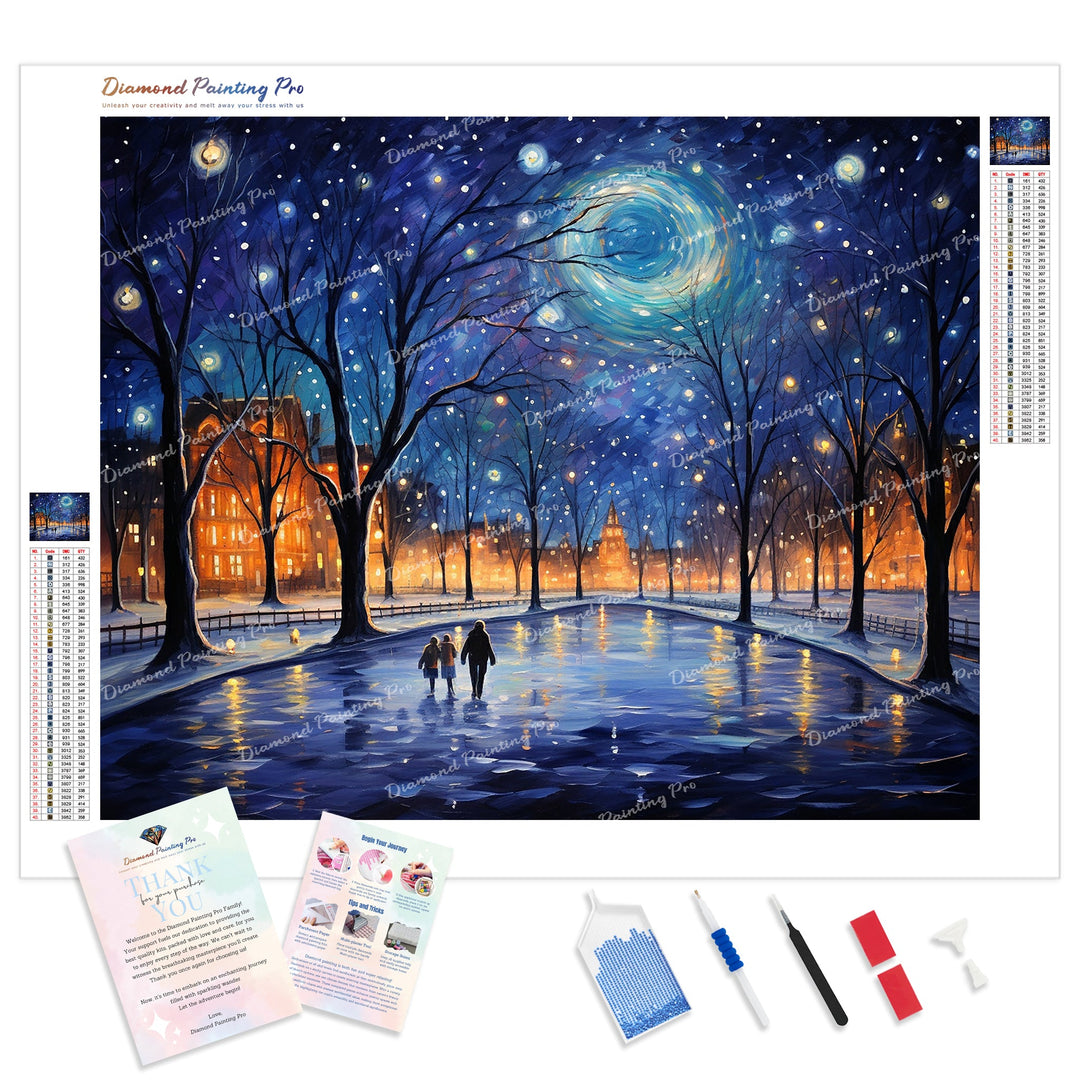 Starry Skating Night | Diamond Painting Kit - Full Drill - Square or Round Diamonds with AB Drills Option