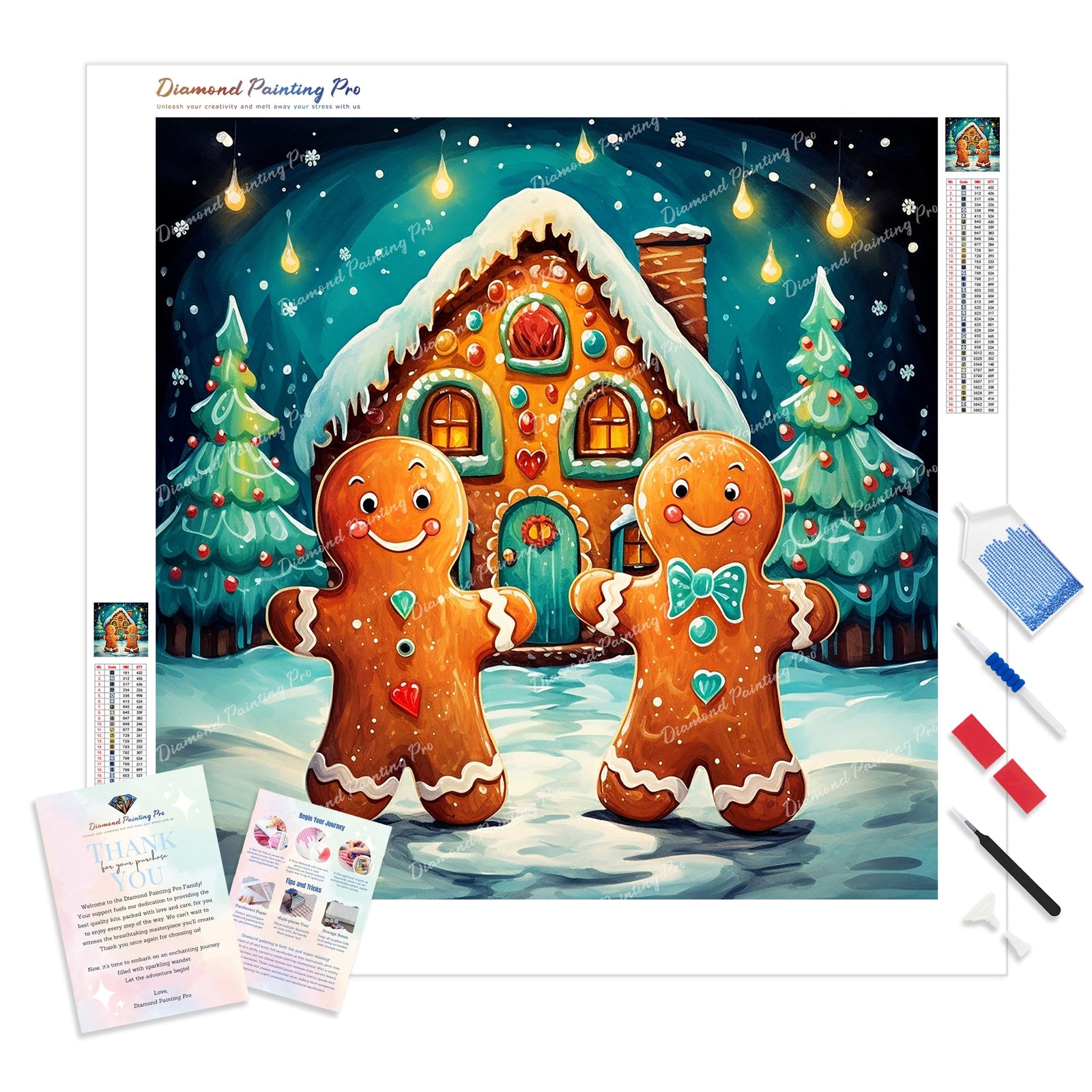 Gingerbread House Whimsy | Diamond Painting Kit - Full Drill - Square or Round Diamonds with AB Drills Option