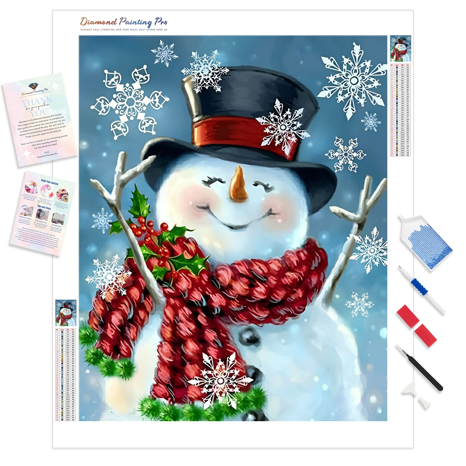 Snowman Christmas | Diamond Painting Kit - Full Drill - Square or Round Diamonds with AB Drills Option