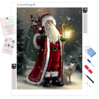 Santa in the Forest | Diamond Painting Kit - Full Drill - Square or Round Diamonds with AB Drills Option