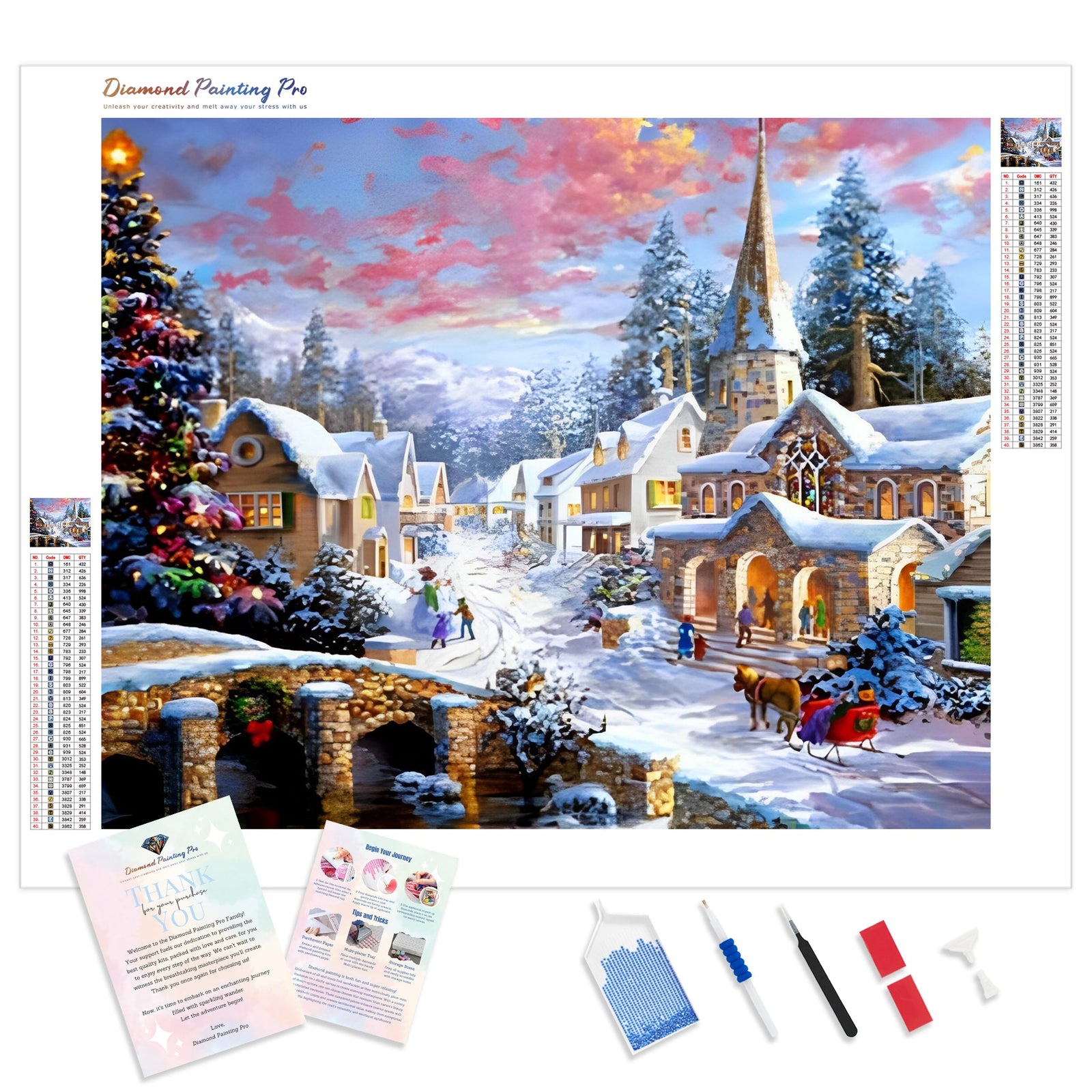 Christmas Village | Diamond Painting Kit - Full Drill - Square or Round Diamonds with AB Drills Option