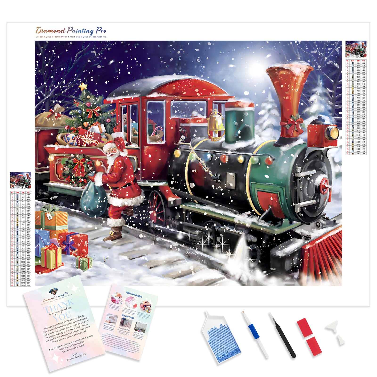 Christmas Train | Diamond Painting Kit - Full Drill - Square or Round Diamonds with AB Drills Option