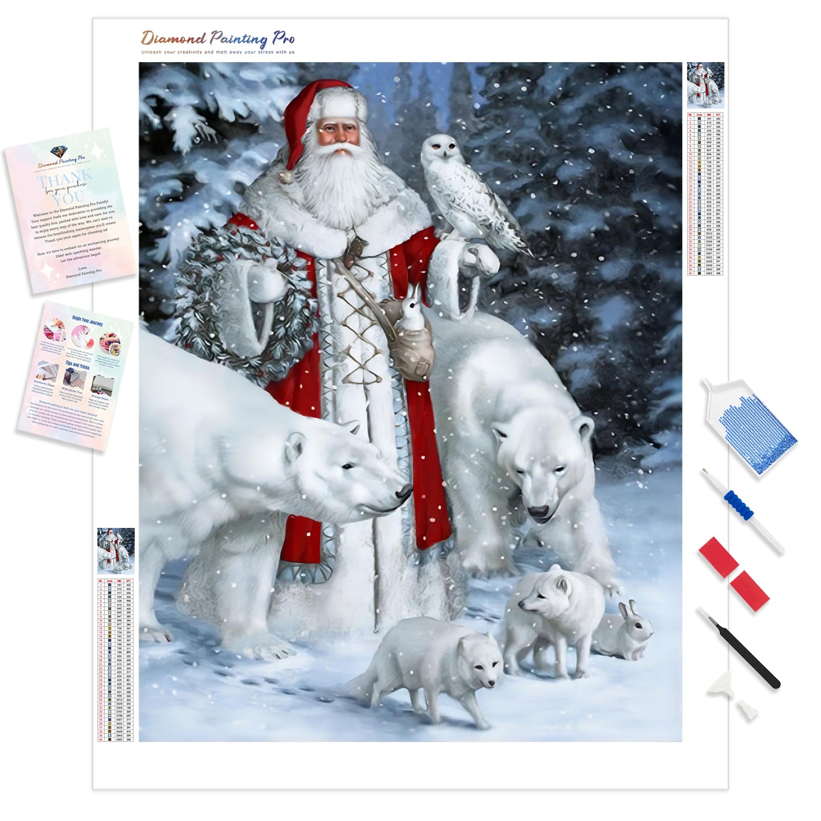 Santa and Bear | Diamond Painting Kit - Full Drill - Square or Round Diamonds with AB Drills Option