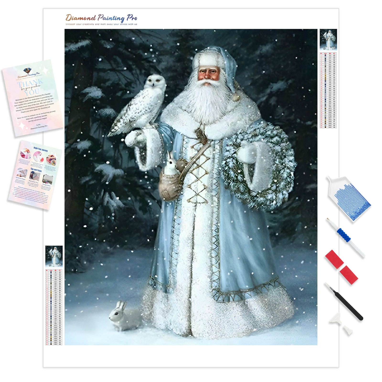 Santa Claus in the Snow | Diamond Painting Kit - Full Drill - Square or Round Diamonds with AB Drills Option