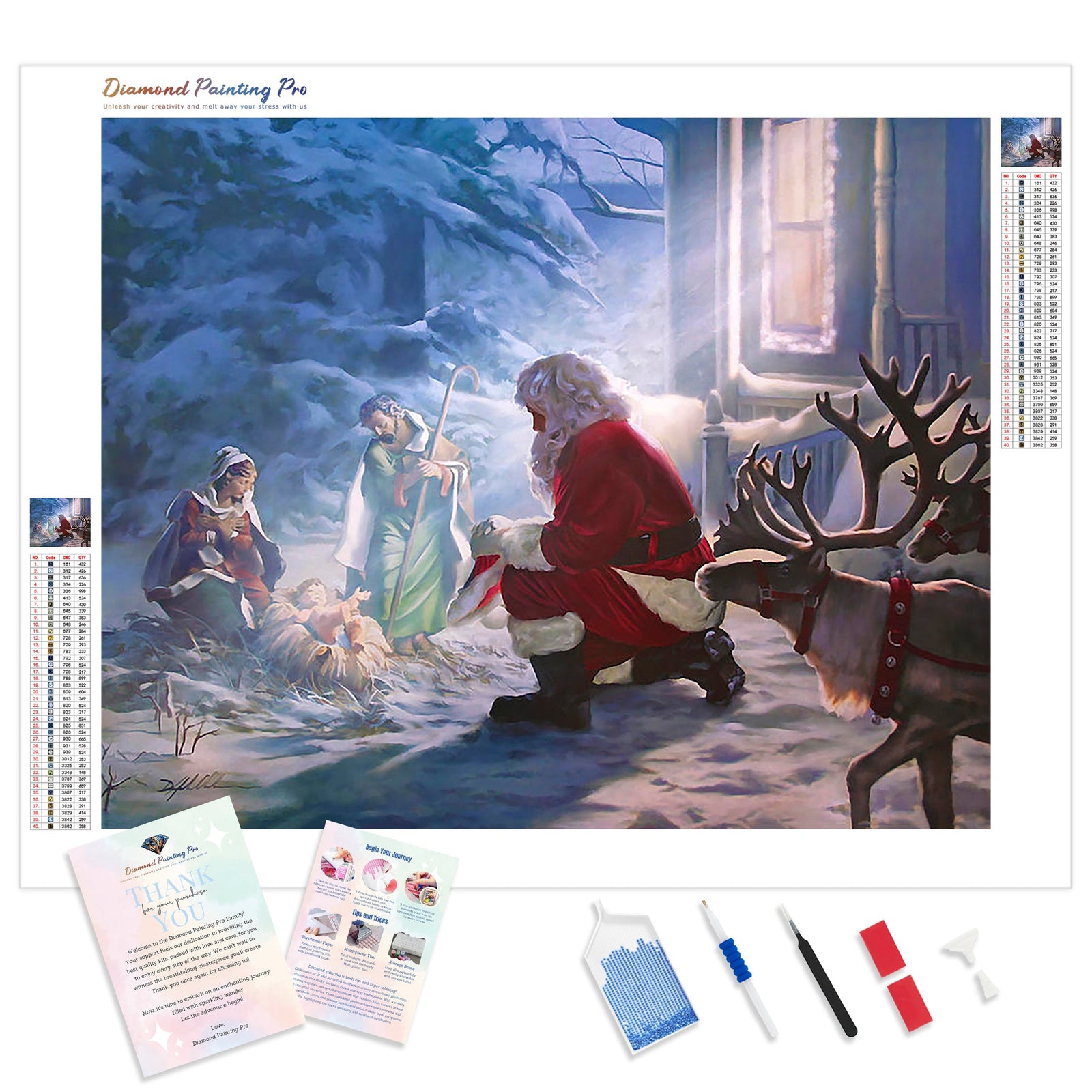 Santa Paying Homage | Diamond Painting Kit - Full Drill - Square or Round Diamonds with AB Drills Option