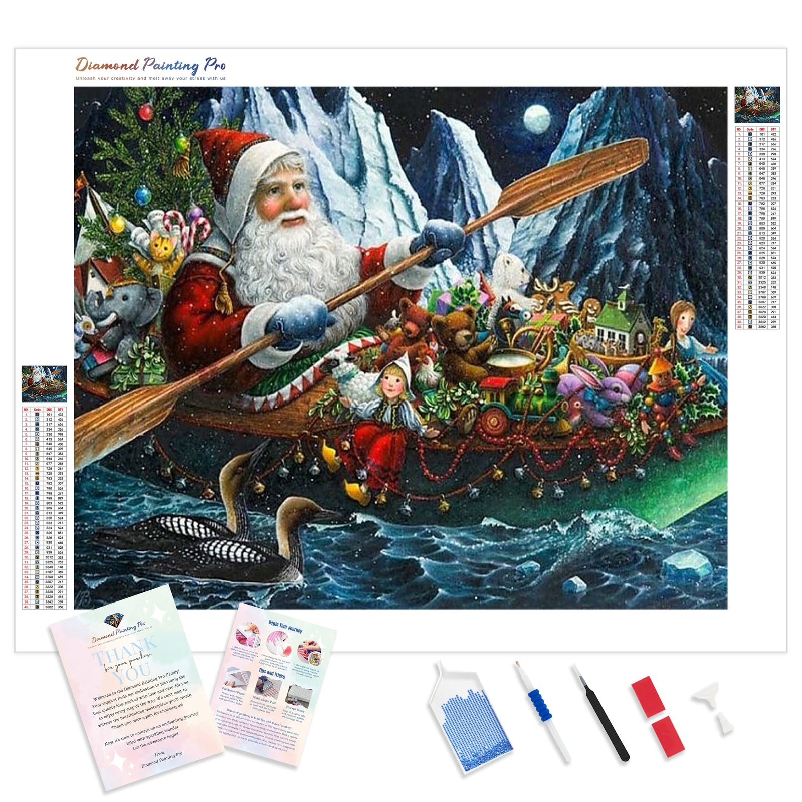 Santa Claus Rowing | Diamond Painting Kit - Full Drill - Square or Round Diamonds with AB Drills Option