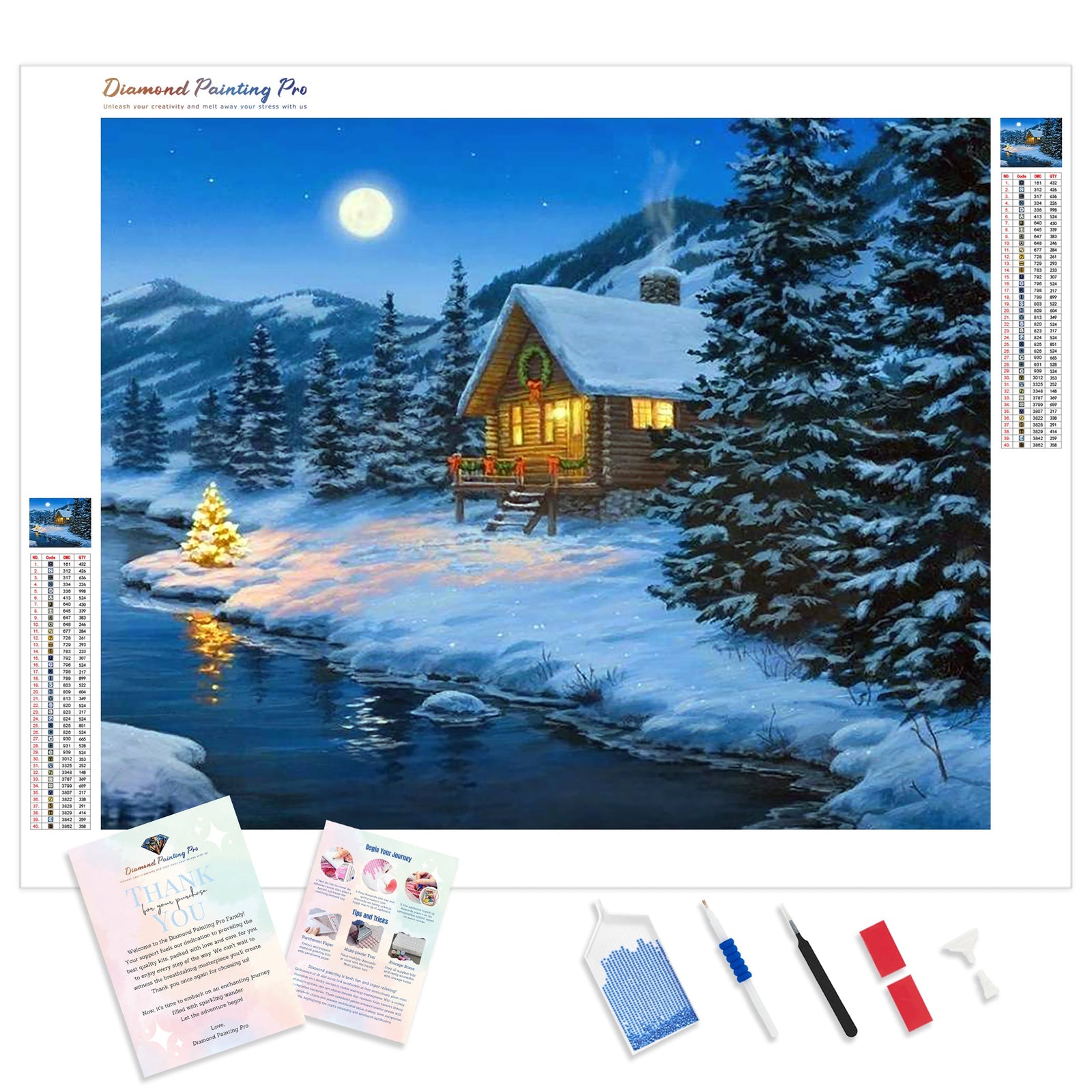 Christmas Cabin | Diamond Painting Kit - Full Drill - Square or Round Diamonds with AB Drills Option