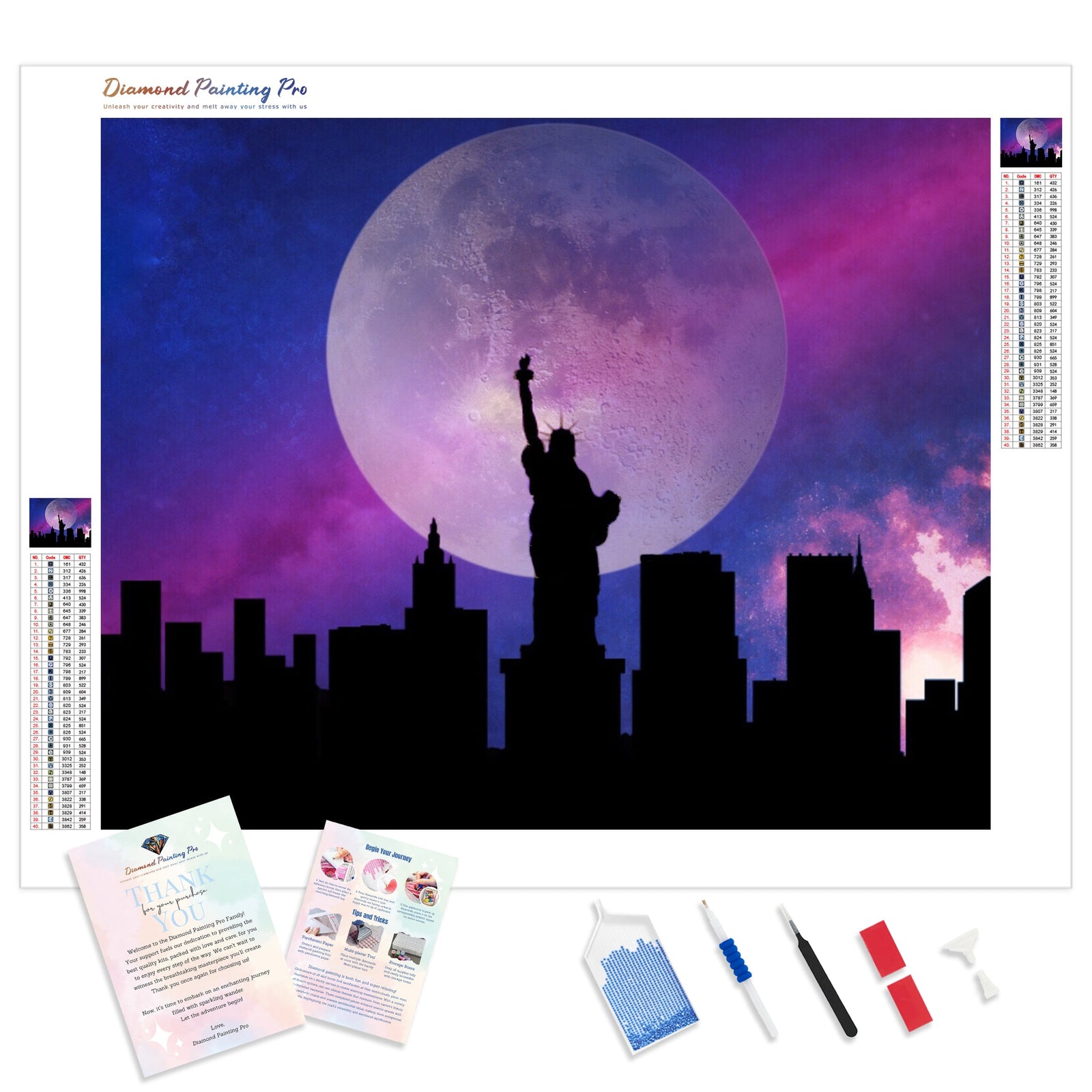 New York in the Moonlight | Diamond Painting Kit - Full Drill - Square or Round Diamonds with AB Drills Option